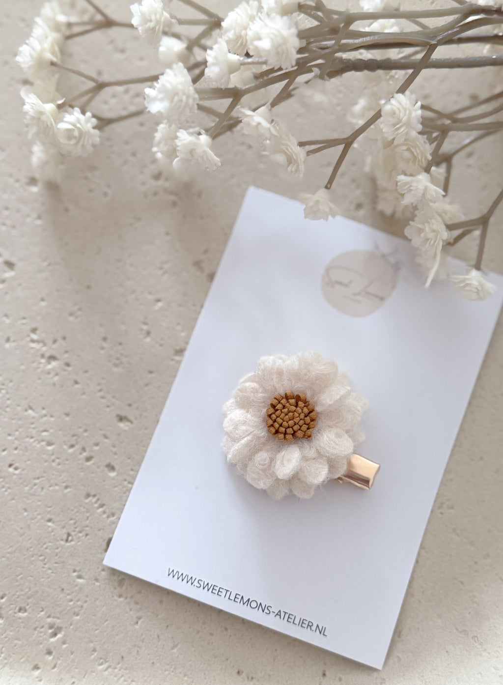 Wool Flower Haarspeldje - Naturel
