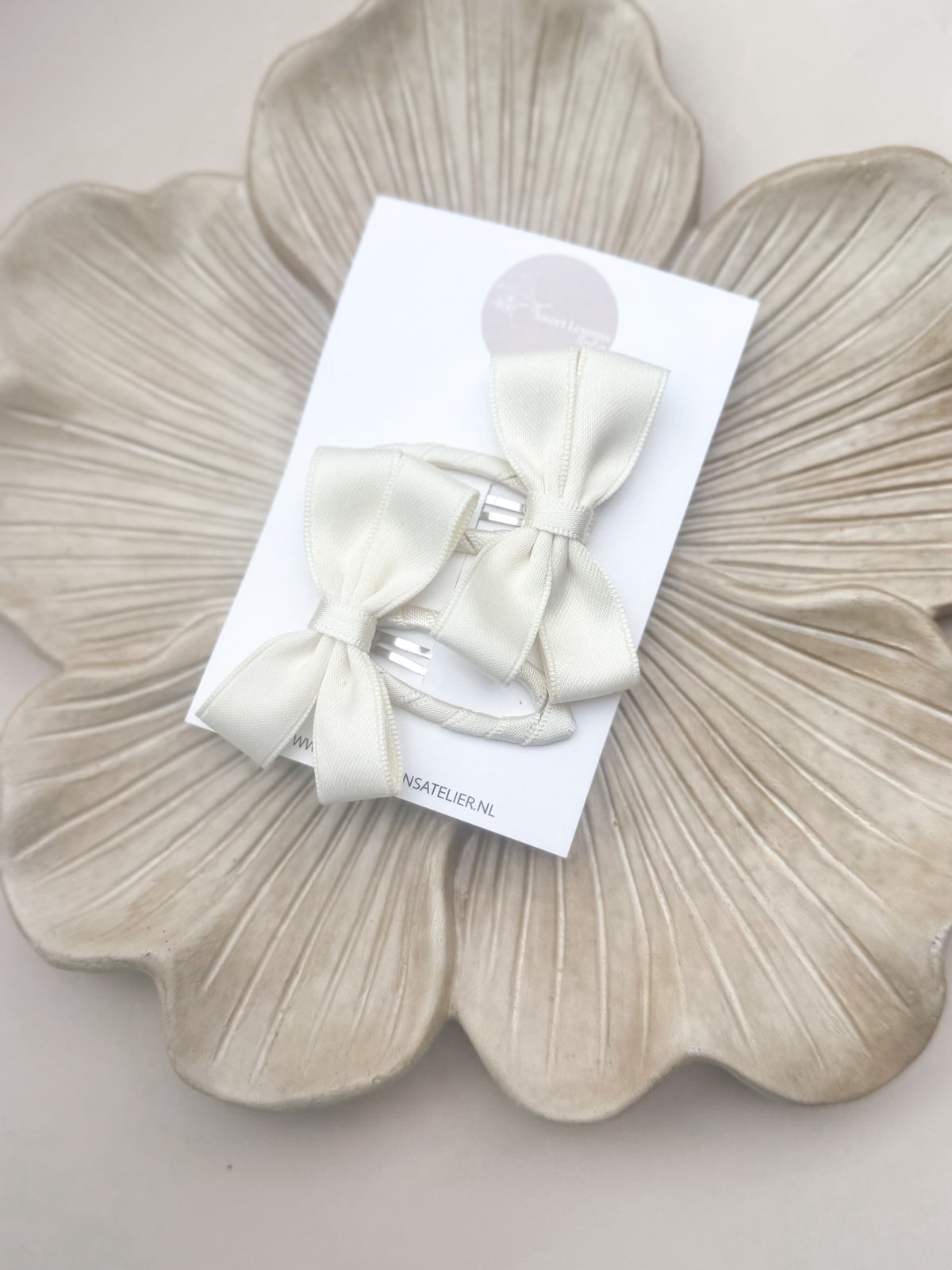 Silk Bow Set - Crème