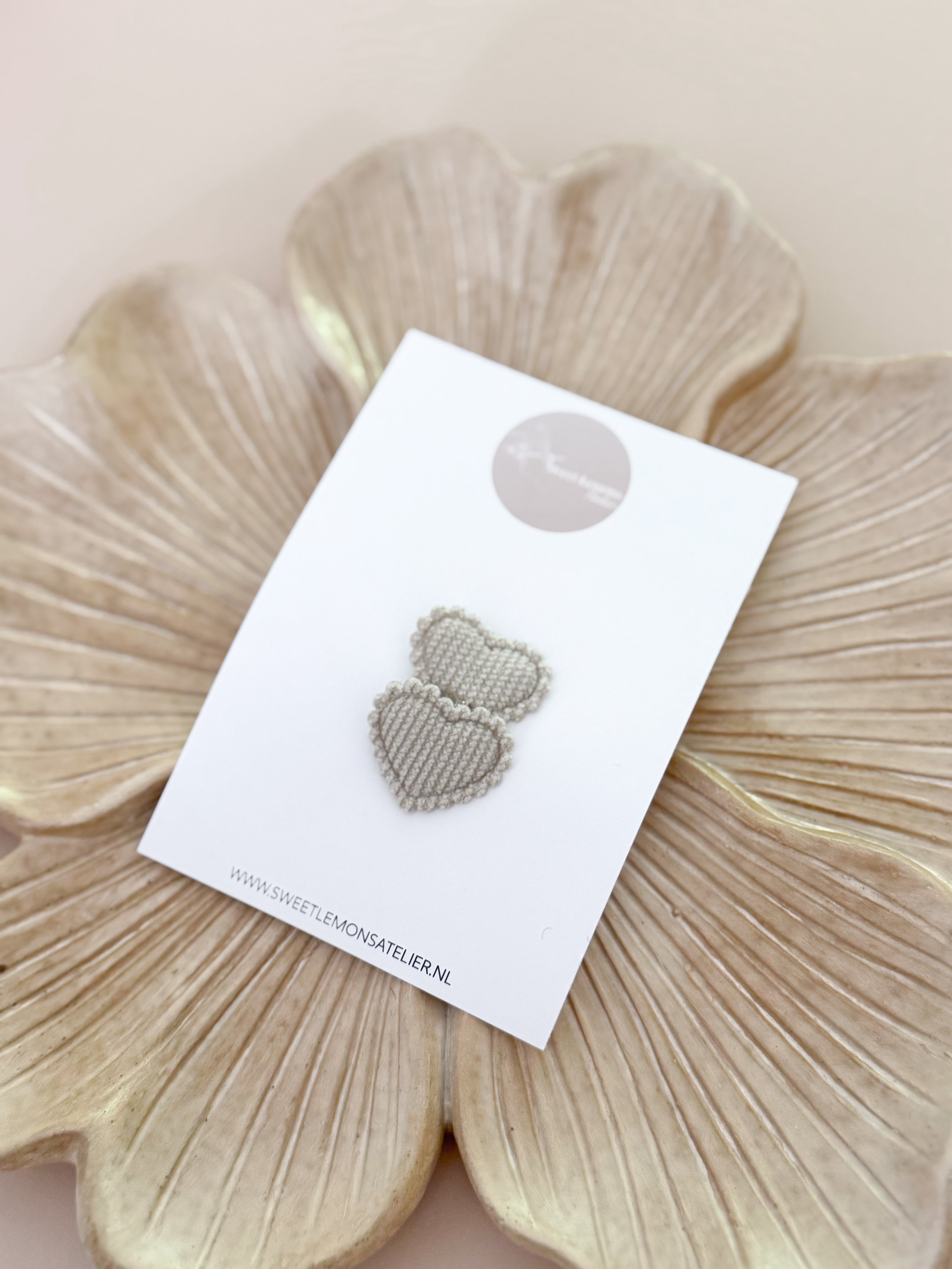 Antislip Haarspeldje Hearts - Beige