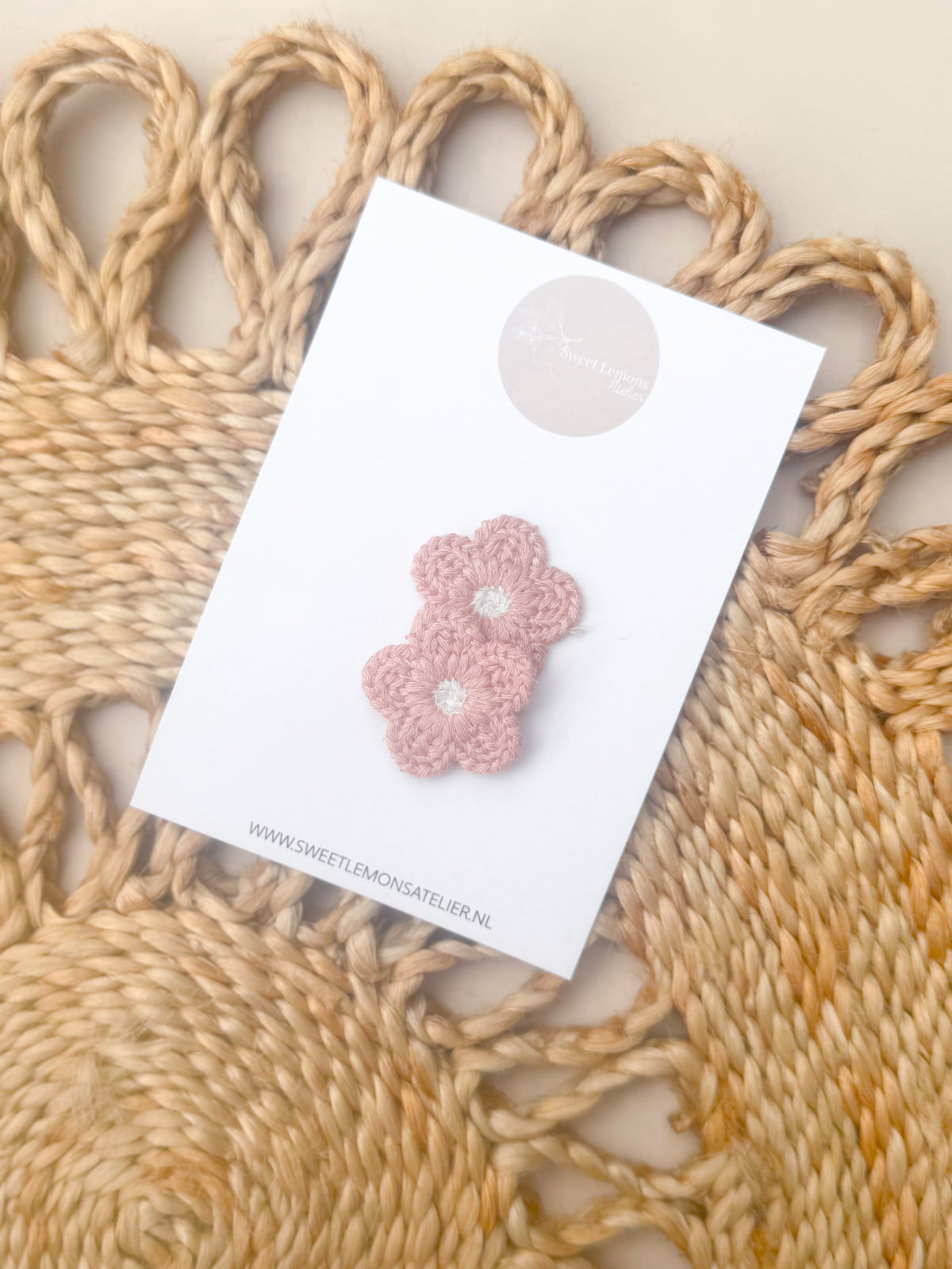 Antislip Haarspeldje Knitted Flowers - Roze