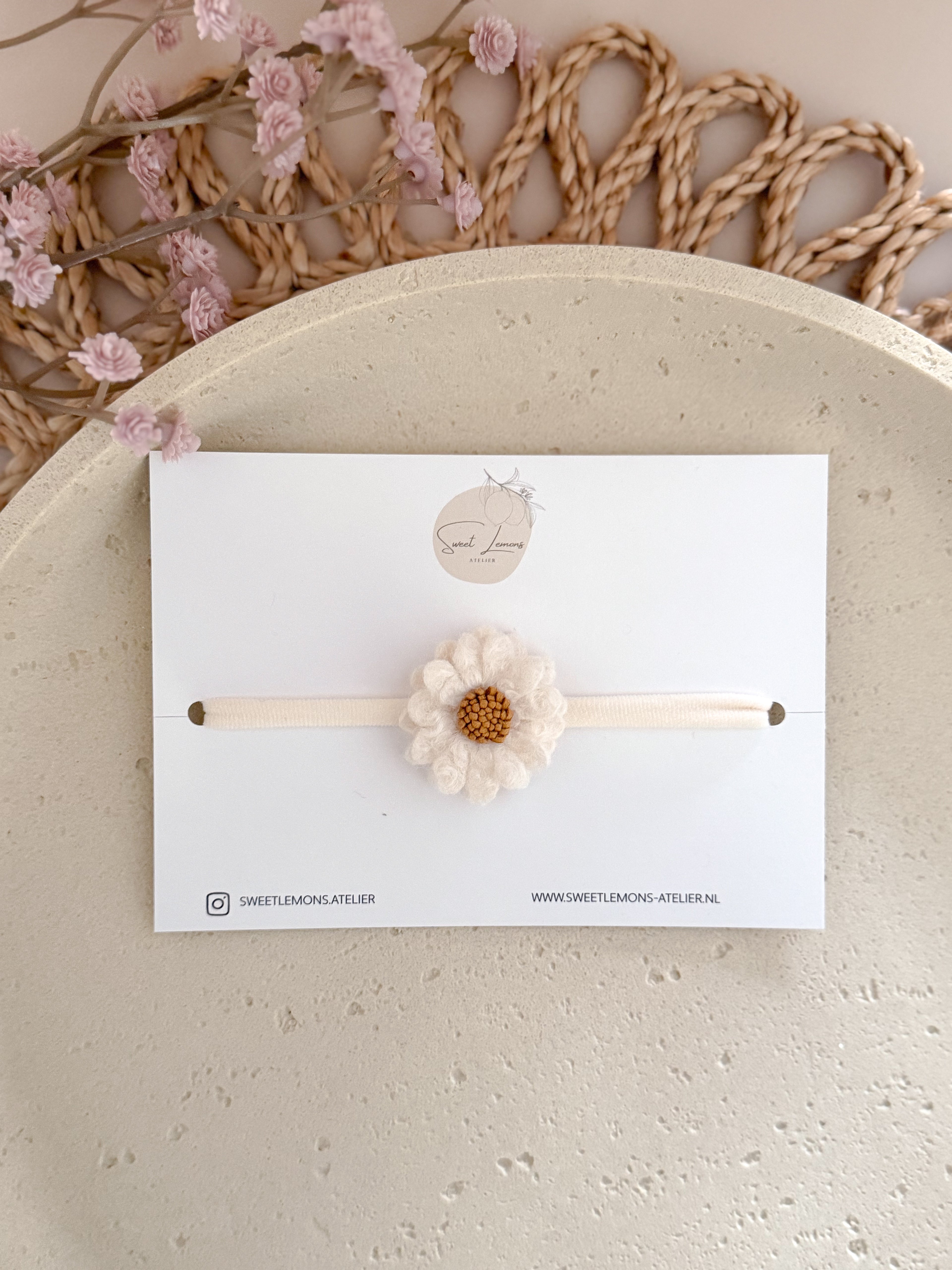 Haarband Wool Flower - Naturel