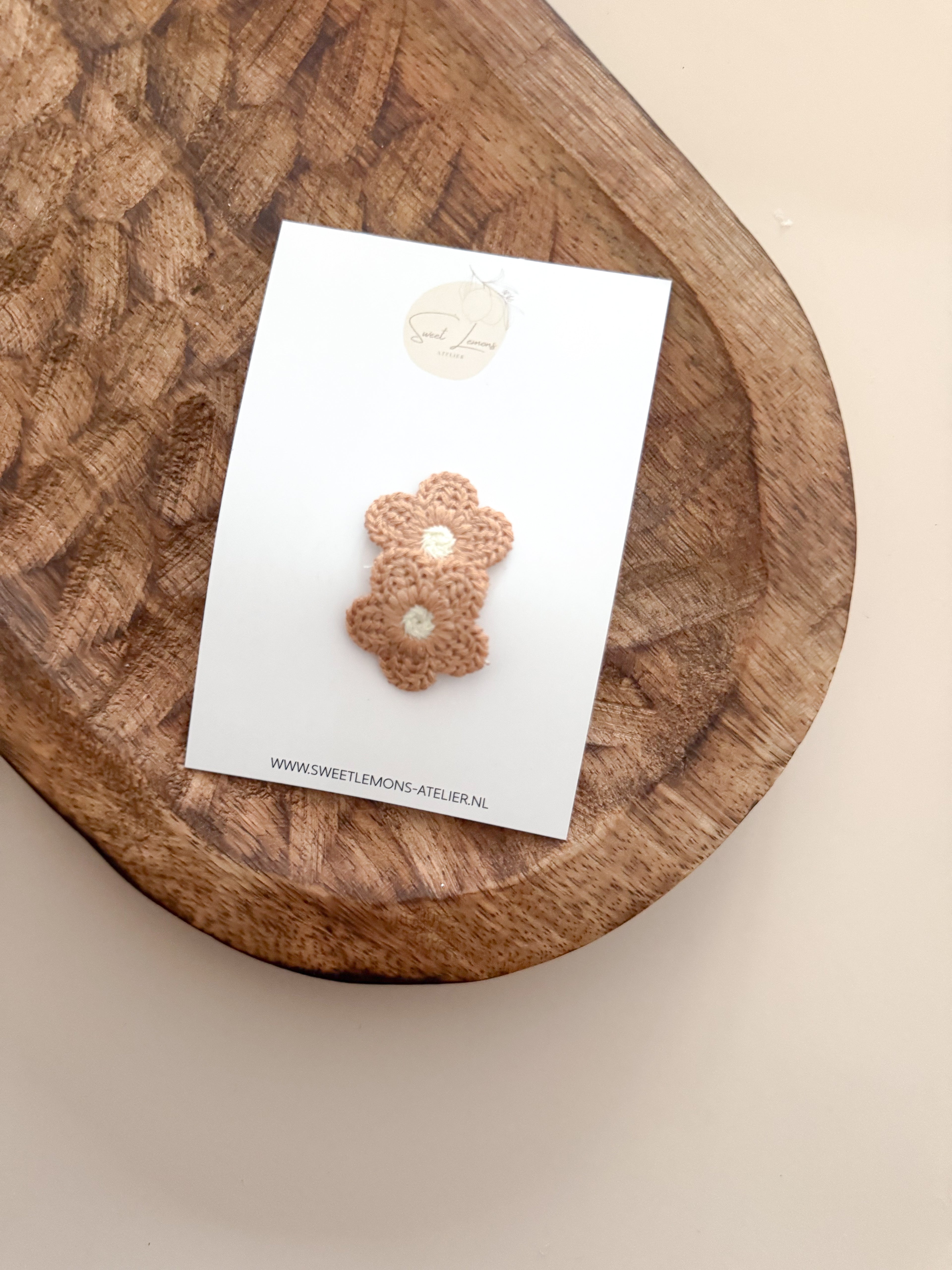 Antislip Haarspeldje Knitted Flowers - Bruin