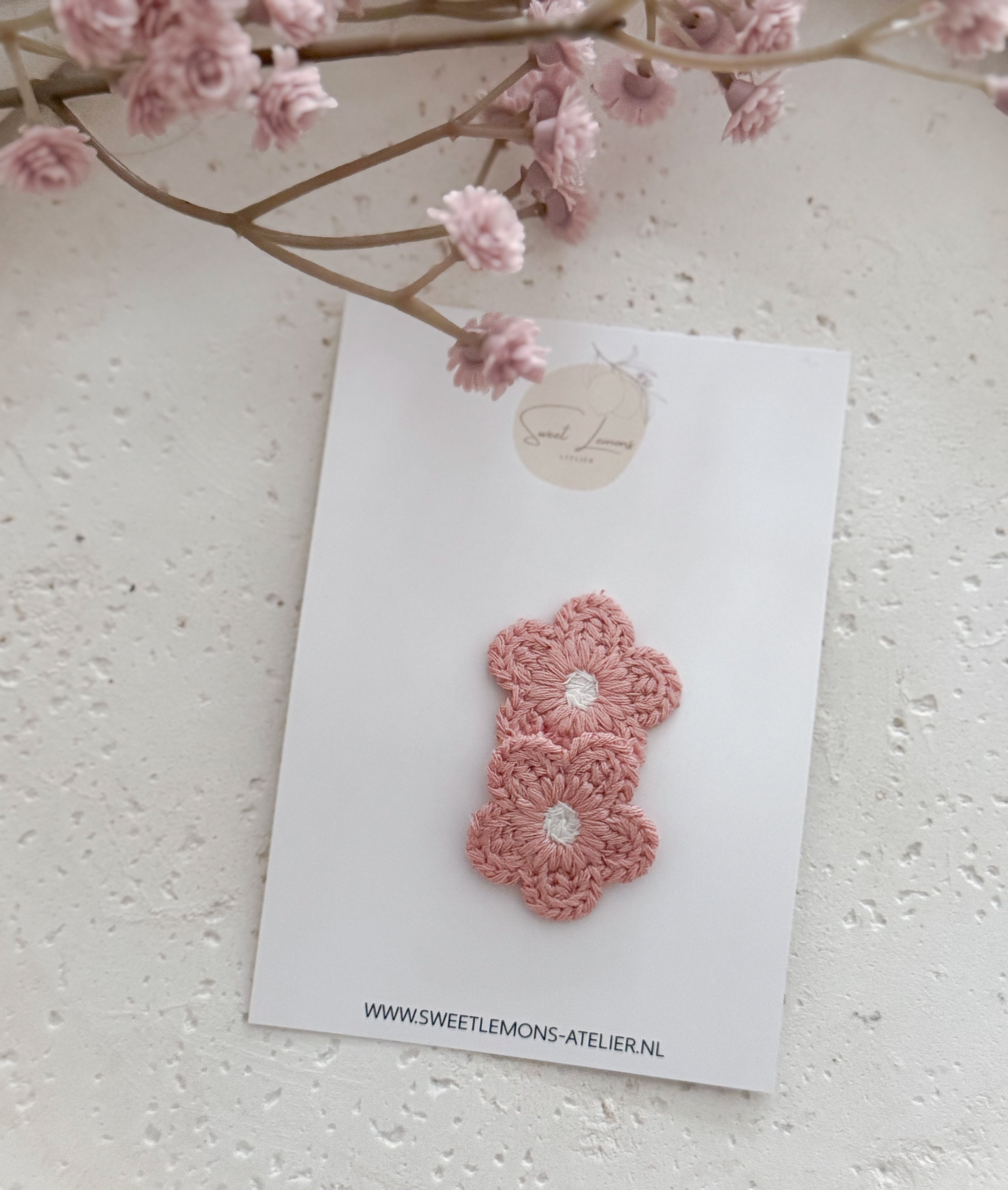 Antislip Haarspeldje Knitted Flowers - Roze