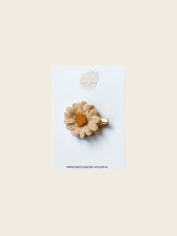 Wool Flower Haarspeldje - Beige