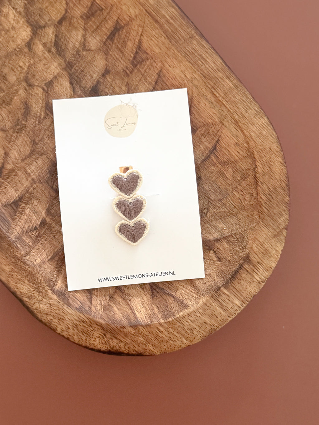 Haarspeldje Soft Hearts - Bruin