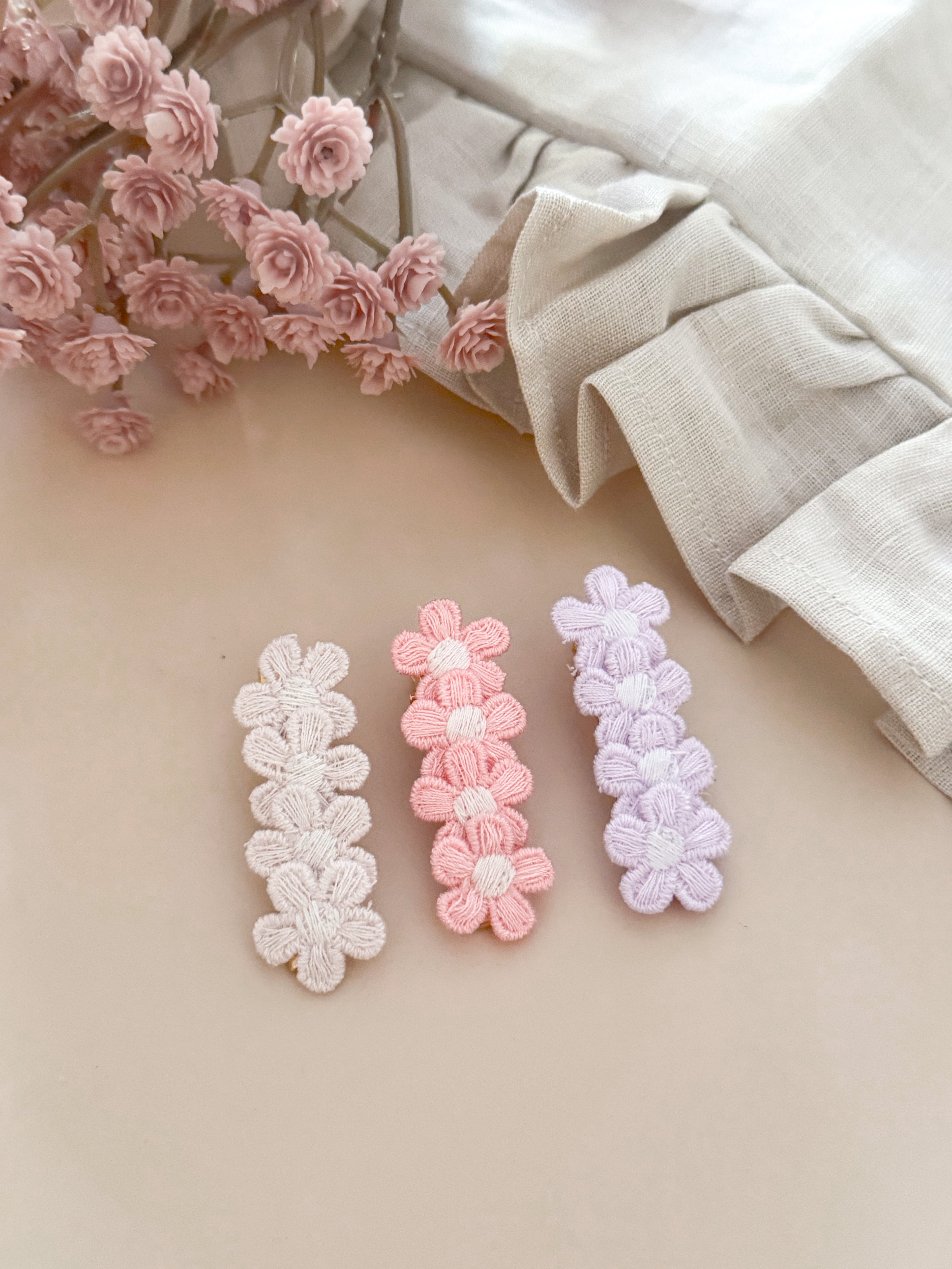 Haarspeldje Little Flowers - Beige