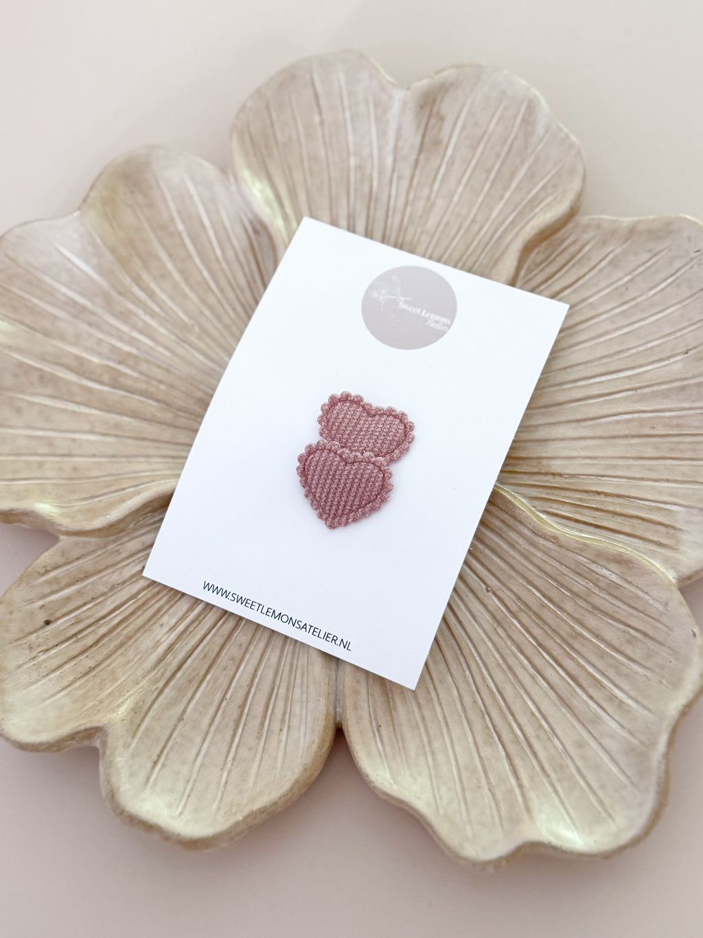 Antislip Haarspeldje Hearts - Oud Roze