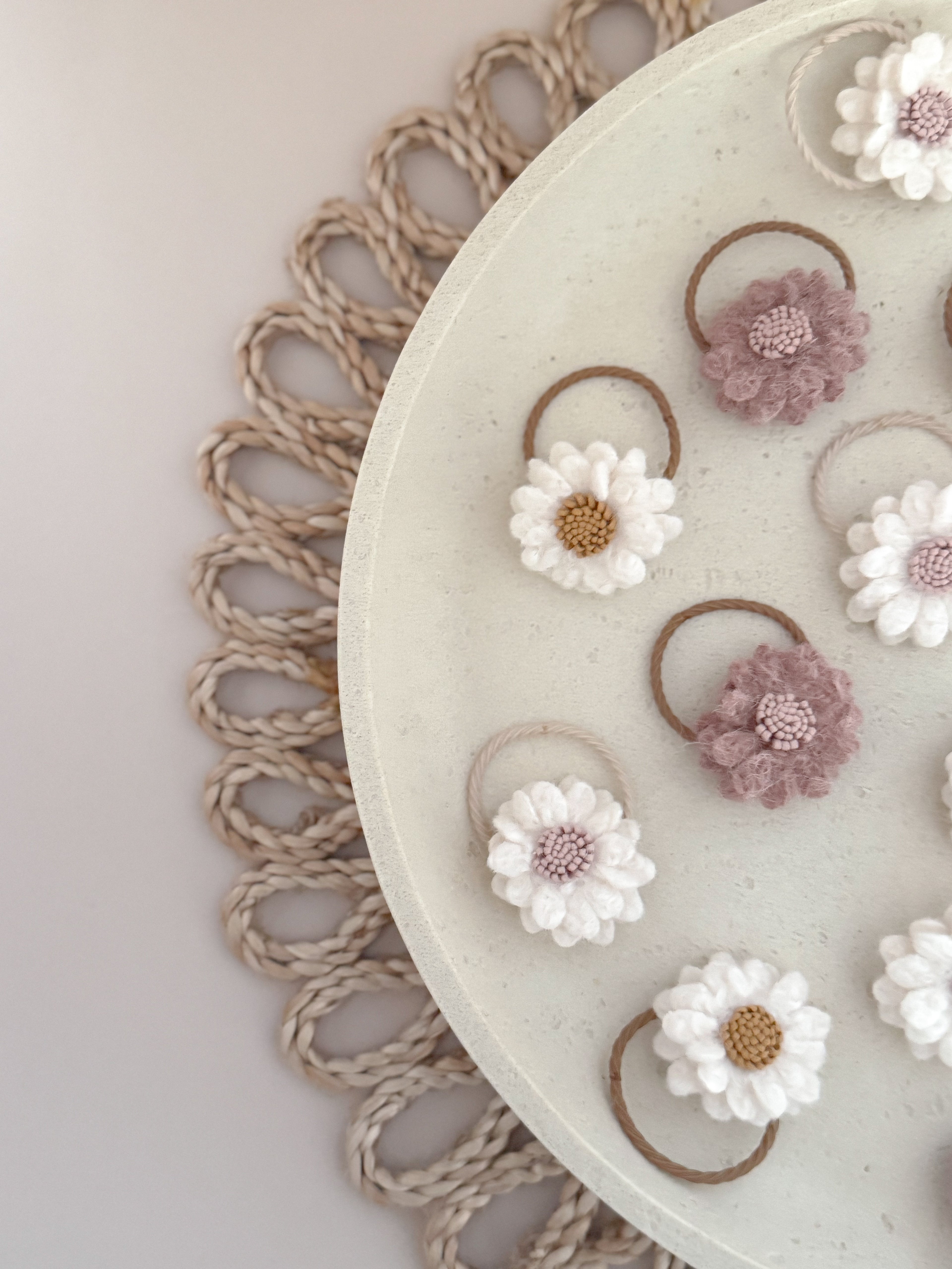 Haarelastiek Wool Flower - Naturel