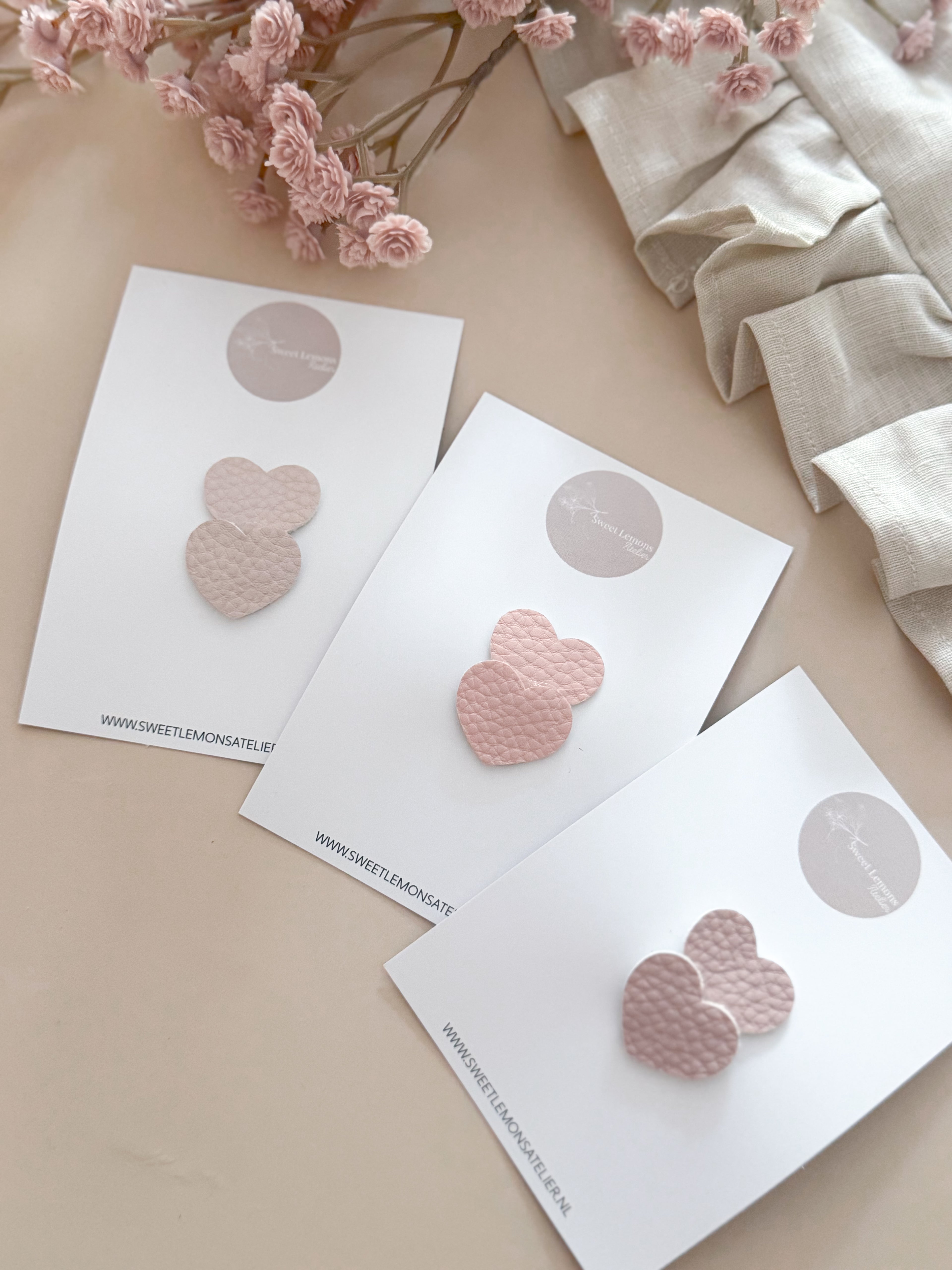 Antislip Haarspeldje Hearts - Licht Roze
