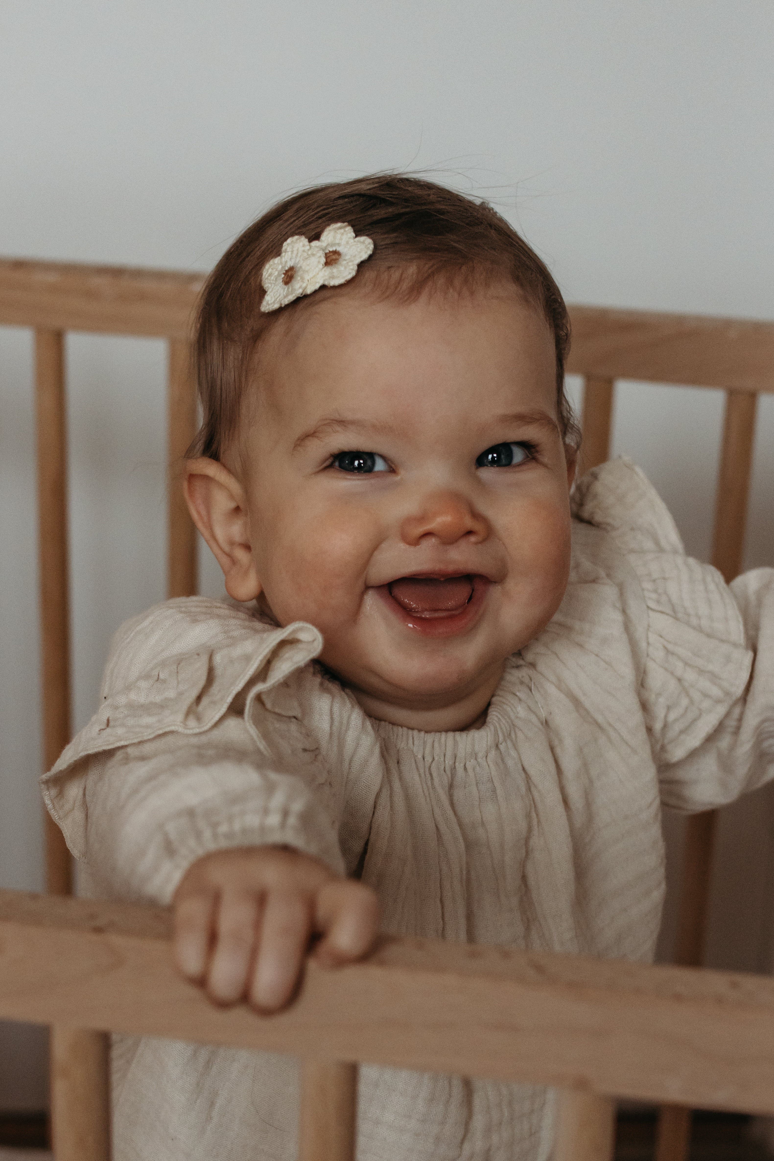 Antislip Haarspeldje Knitted Flowers - Crème