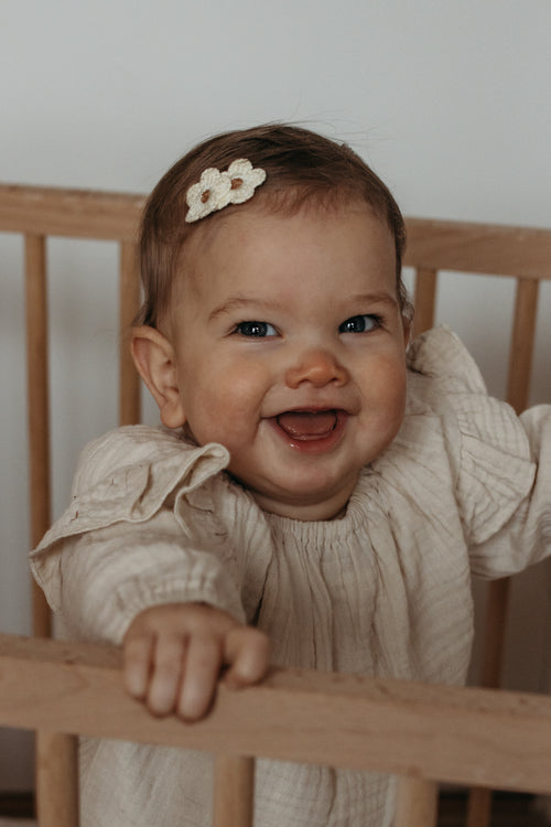 Antislip Haarspeldje Knitted Flowers - Crème