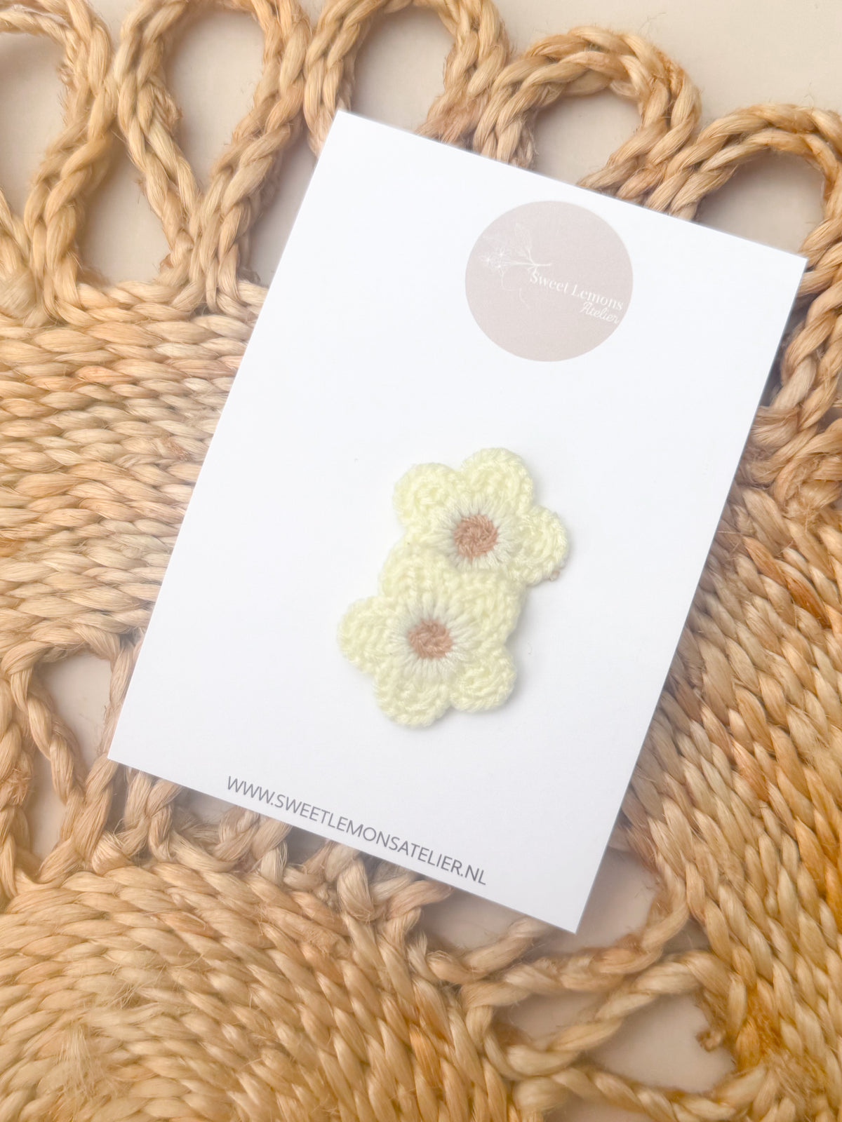 Antislip Haarspeldje Knitted Flowers - Crème