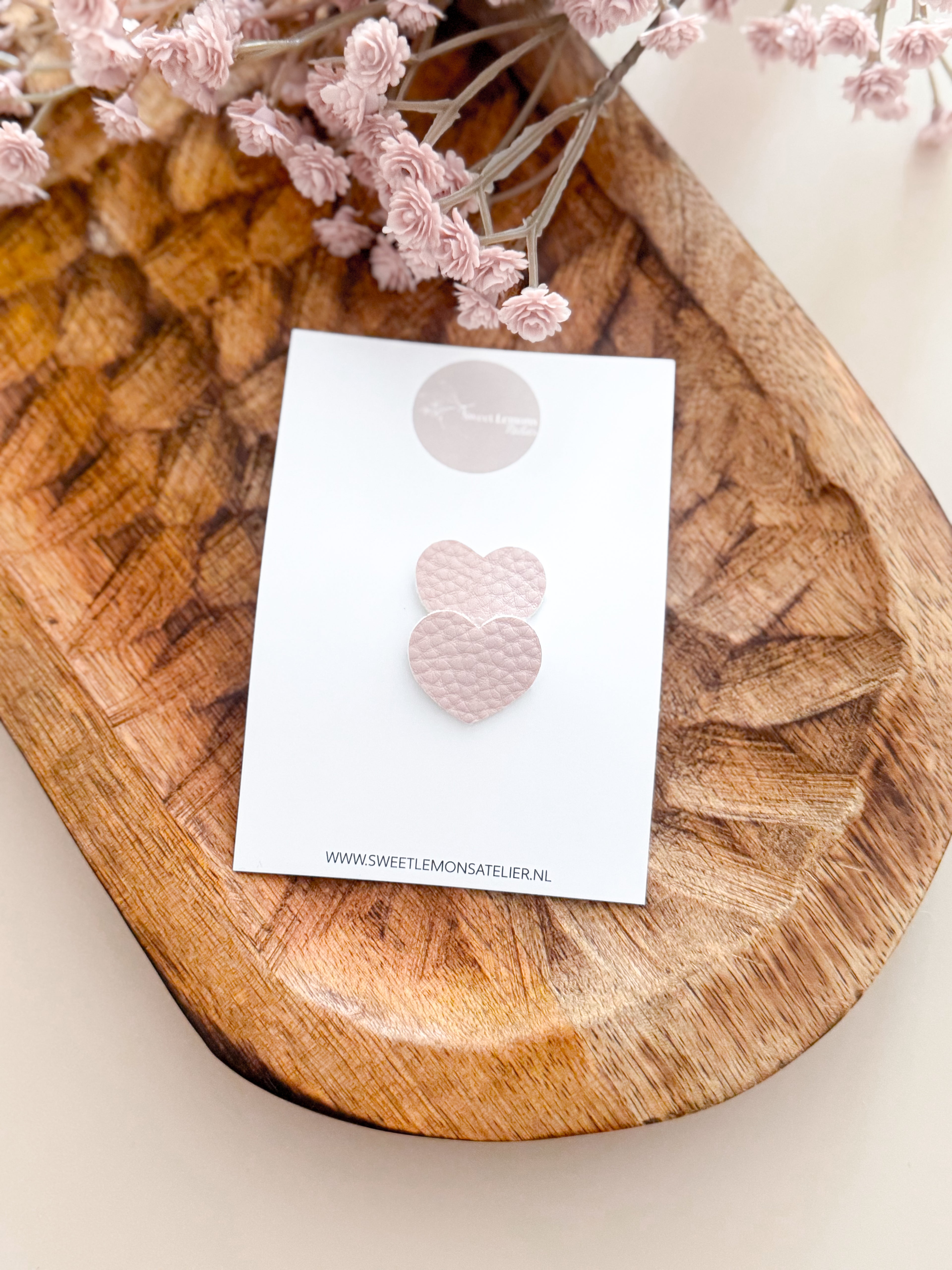 Antislip Haarspeldje Hearts - Oud Roze