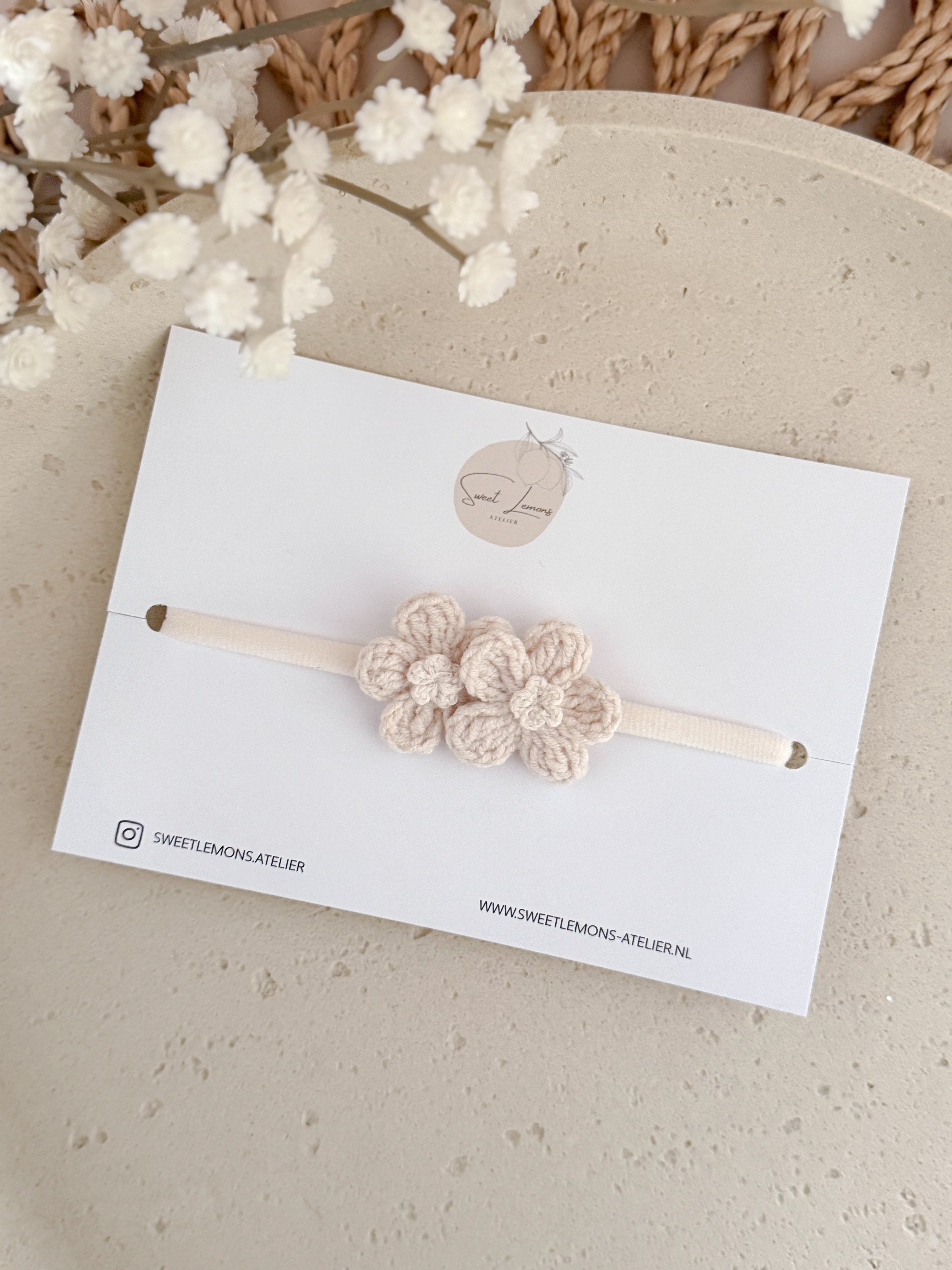 Haarband Beige Flowers