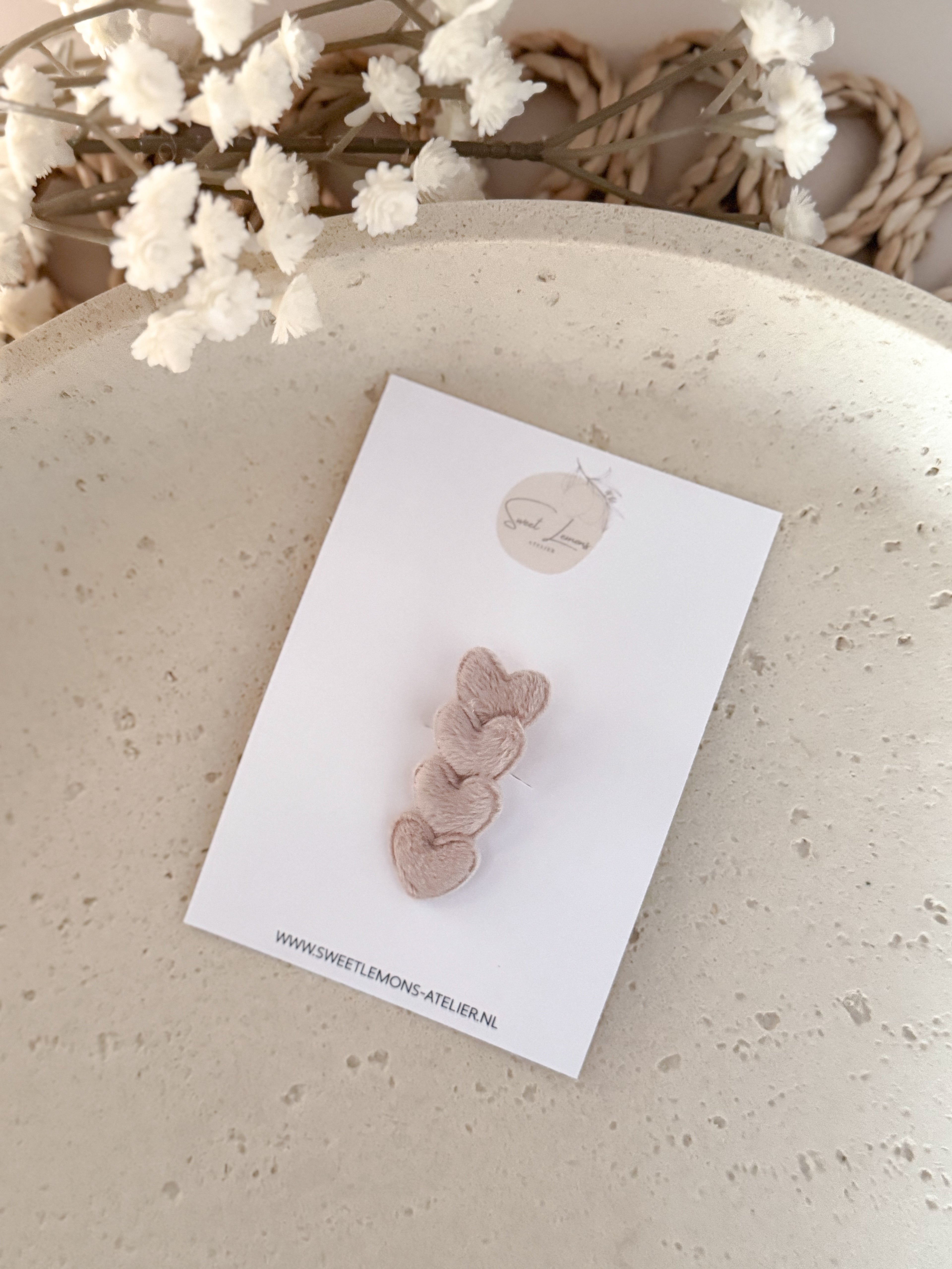Haarspeldje Little Hearts - Beige
