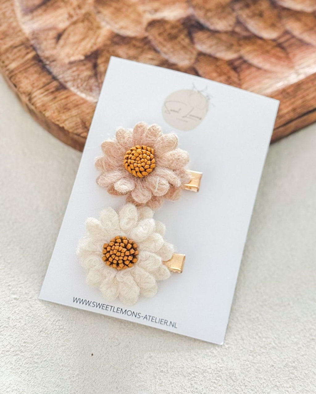 Wool Flower Haarspeldje - Beige