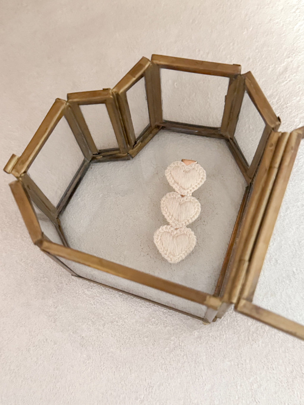 Haarspeldje Knitted Hearts - Crème
