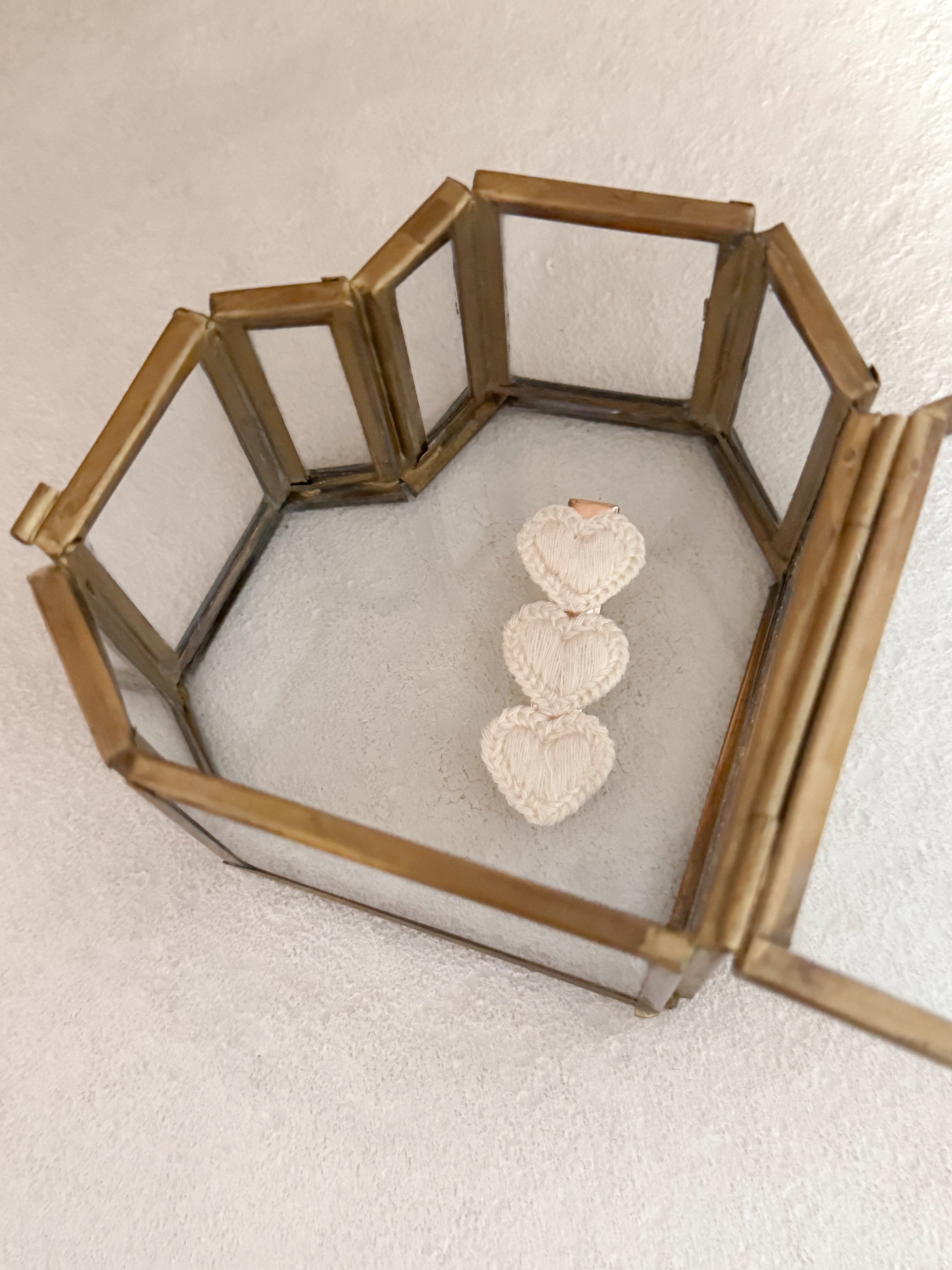 Haarspeldje Knitted Hearts - Crème