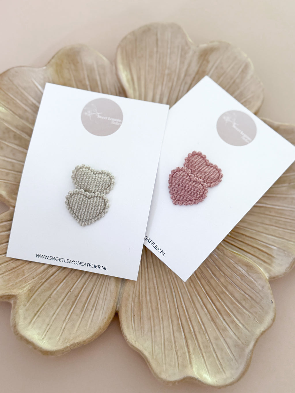 Antislip Haarspeldje Hearts - Beige
