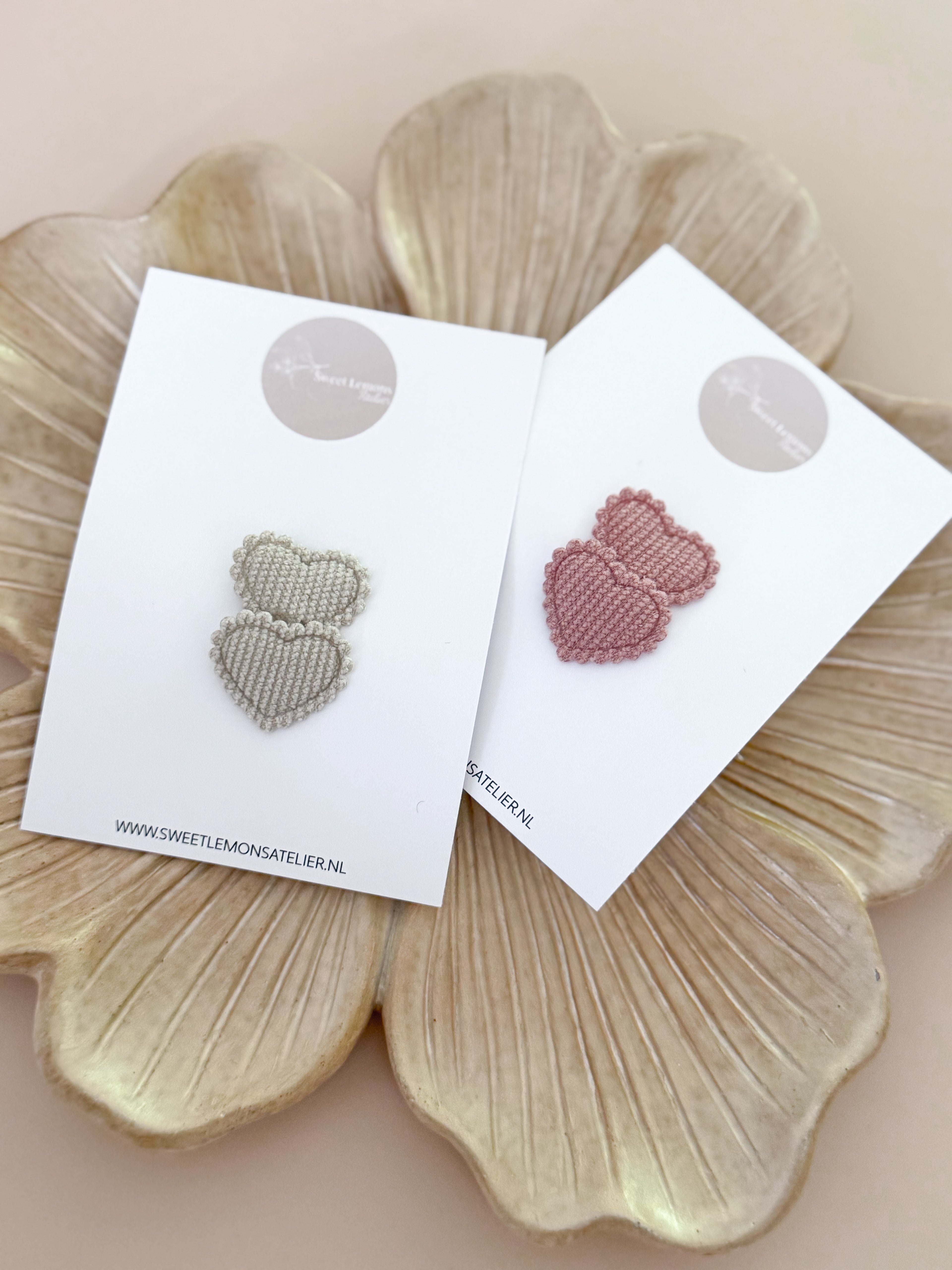 Antislip Haarspeldje Hearts - Beige