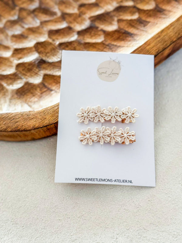 Haarspeldje Beige Flowers