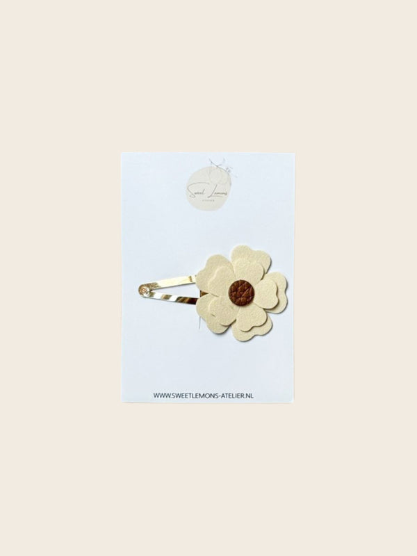 Haarspeldje Flowerly - Suède White