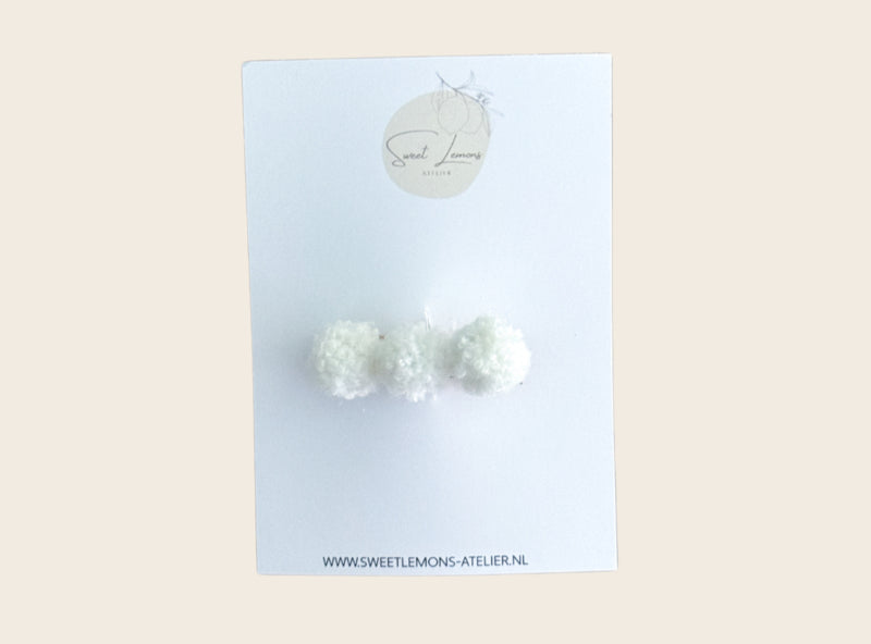 Pompom Haarspeldje - Wit