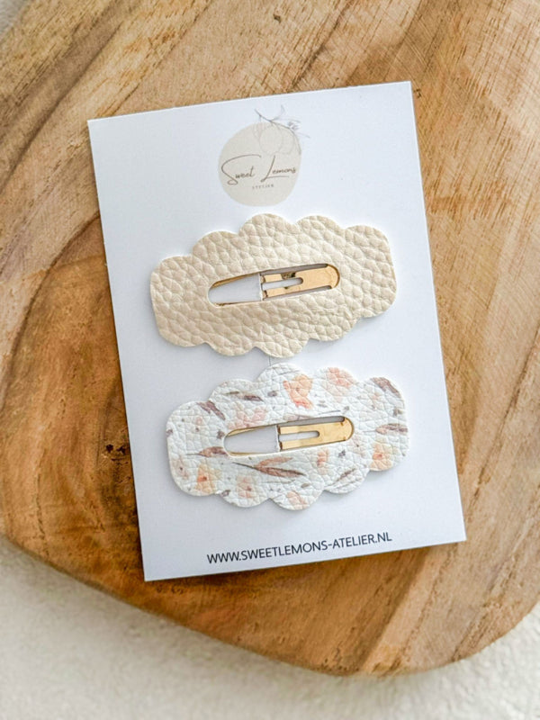 Bubbel Haarspeldje - Beige Flowers